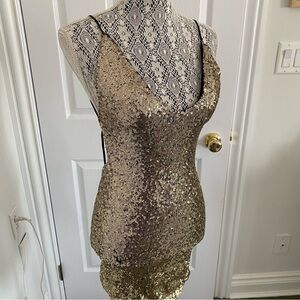 Gold sequin dress small